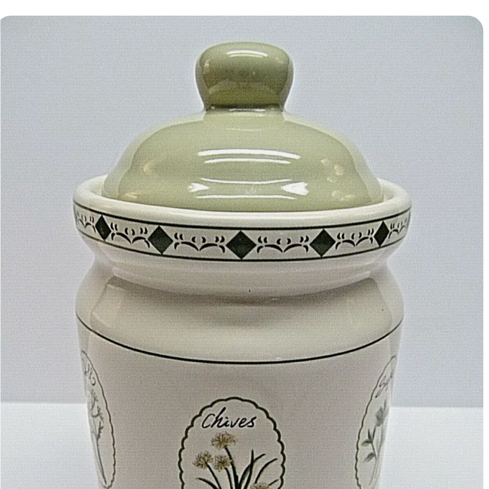 Ceramic Canister Herbs Spice Design with Airtight Lid ROSEMARY SAGE PARSLE 3pc